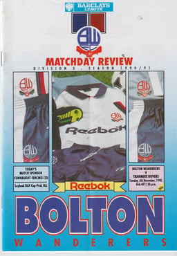 Bolton Wanderers v Tranmere Rovers Match Programme 1990-11-06